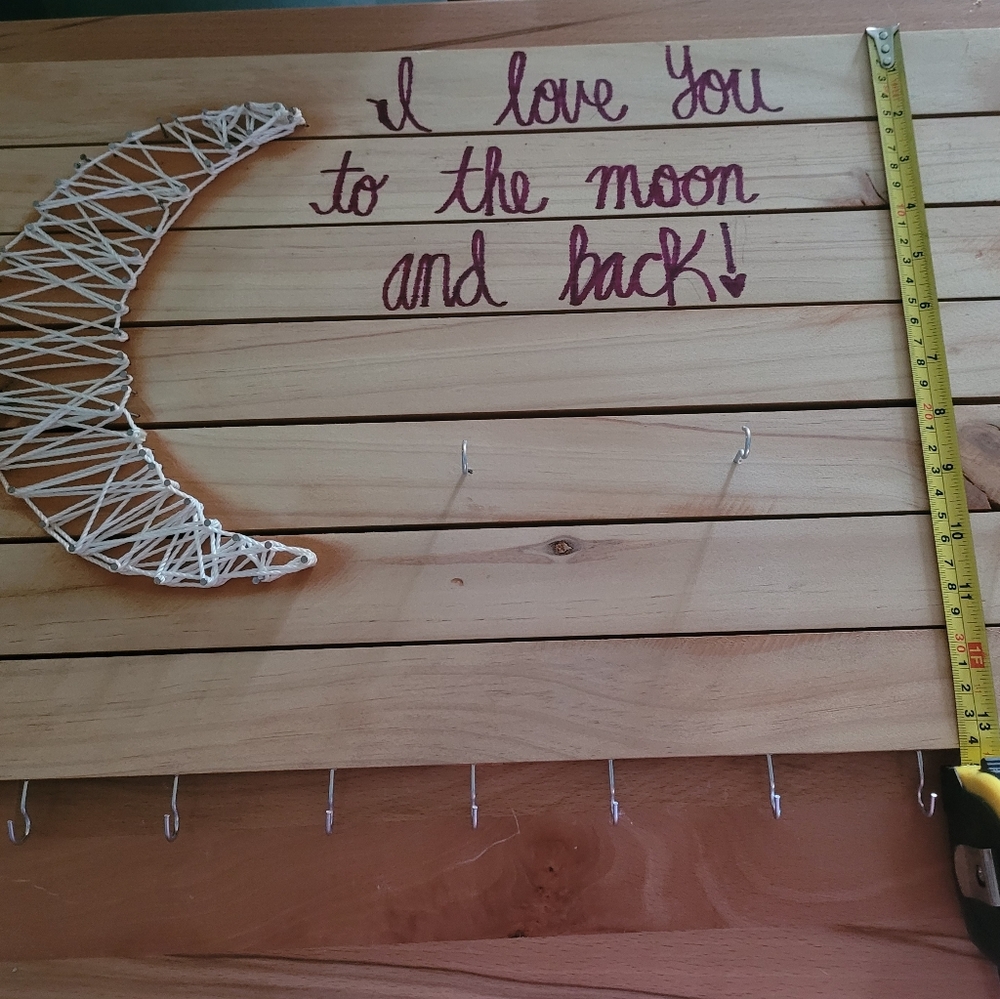 Wooden Wall Decoration with Hooks